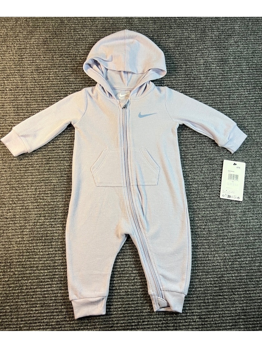 NWT Nike Baby Girl 3-6 Month Non-Footed Waffle Coverall Pale Lavender MSRP $48